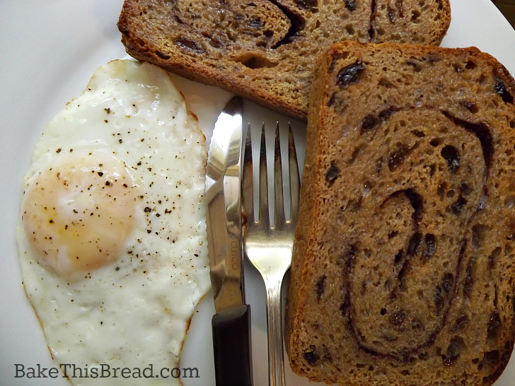 Homemade cinnamon bread toast with fried egg by bake his bread